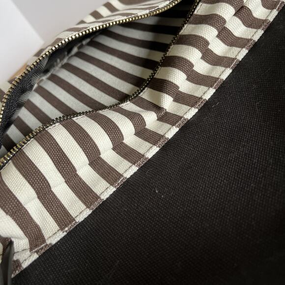 Henri Bendel Brown/White/Black Striped Canvas Large Size Backpack - Picture 6 of 12